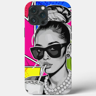 Pop Art Retrô Mulher Fashion Preto e Branco Case-Mate iPhone Hülle