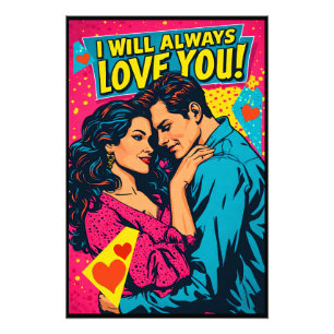 Pop Art Retro Romantik Comics Farbige Romanze Fotodruck