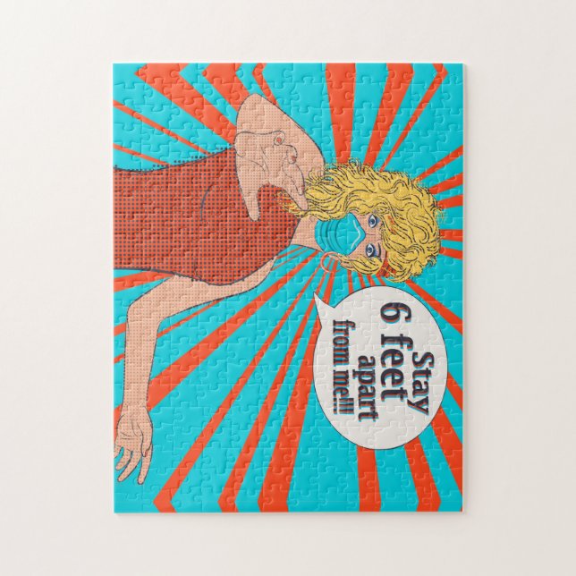 Pop Art Retrofrau in Gesichtsmaske (Vertikal)