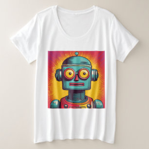 Pop Art Robot Große Größe T-Shirt