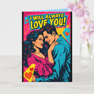 Pop Art Romantische Liebe Blau Magenta Gelb Karte