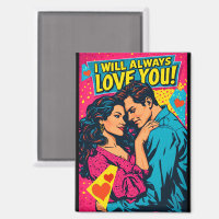 Pop Art Romantische Liebe Blau Magenta Gelb 