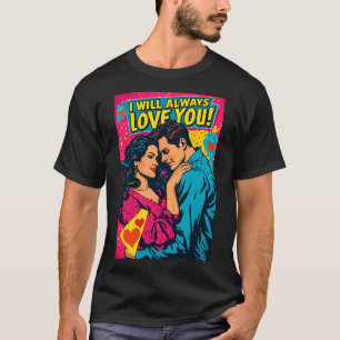 Pop Art Romantische Liebe Blau Magenta Gelb T-Shirt