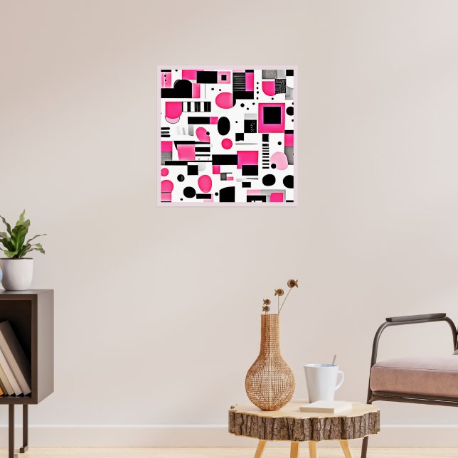 Pop-Art-Rosa-Geometrie-Design Poster (Wohnzimmer 3)