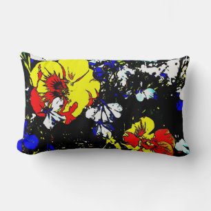 Pop Art Rot-Gelb-Blau-Blume Lendenkissen
