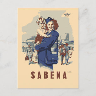 Pop Art Sabena Ex Belgium Airlines Postkarte