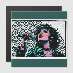 Pop-Art-Sänger Teal Pink Musiker Musikliebhaber Magnetkarte