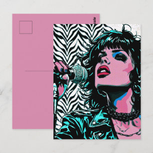 Pop-Art-Sänger Teal Pink Musiker Musikliebhaber Postkarte