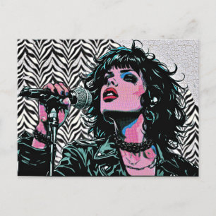 Pop-Art-Sängerin Halftone Punkrock-Musikliebhaber Postkarte