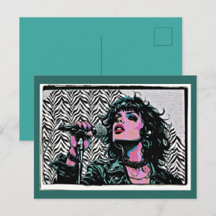 Pop-Art-Sängerin Halftone Punkrock-Musikliebhaber Postkarte