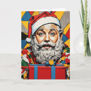 Pop Art Santa Card Custom Collage Christmas Karte