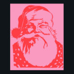 Pop Art Santa Pink Rot Poster<br><div class="desc">Das untere links Design aus unserem beliebten 4 Santa Popart Plakatdesign.</div>