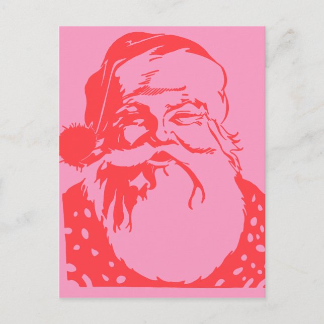 Pop Art Santa Pink Rot Postkarte (Vorderseite)