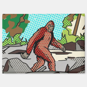 Pop Art Sasquatch Wald Comic Panel Grafik Magnet