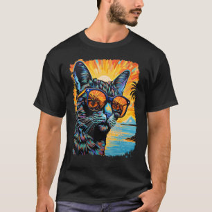 Pop-Art-Schildpattkatze Hawaiianische Strandparty T-Shirt