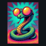 Pop Art Schlange mit Retro-Regenbogenbrille Poster<br><div class="desc">Entfesseln Sie mit diesem Poster Ihr inneres Style-Icon, das das einzige und nur Sly, den Sassy Serpent, vorstellt. Sly ist nicht nur ein Tier; er ist ein Trendsetter, ein Verkäufer von Retro-Chic, der zurechtfindet. Diese Abbildung erfasst Sly in seinem Element, mühelos um ein Paar überdimensionaler, regenbogenfarbener Brillen gewickelt, die mit...</div>
