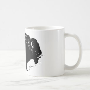 Pop Art Schwarz-weiß Buffalo Bison Silhouette Kaffeetasse