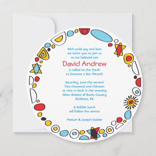 POP ART SCRIBBLY Bar Mitzvah Invitation (Devant)