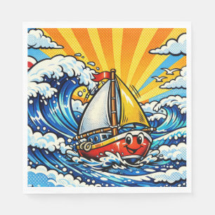 Pop-Art-Segelschiff-Themen-Jungen-Geburtstag Serviette