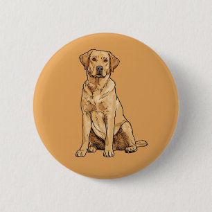 Pop-Art sitzender gelber Labrador-Hund Button