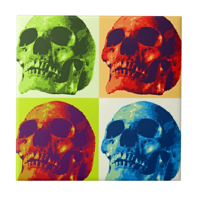 Pop Art Skull Fliese (Vorderseite)