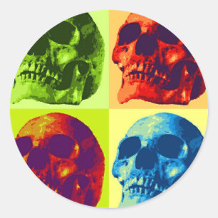 Pop Art Skull Runder Aufkleber
