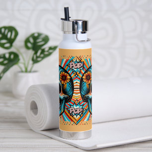 Pop Art Skulls und Blume Trinkflasche