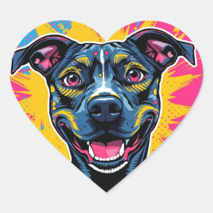 Pop Art Smile - Der Power eines glücklichen Hundes Herz-Aufkleber