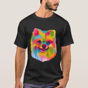 Pop Art Spitz Niedliche Doggie Männer Frauen Paw D T-Shirt