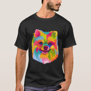 Pop Art Spitz Niedliche Doggie Männer Frauen Paw D T-Shirt