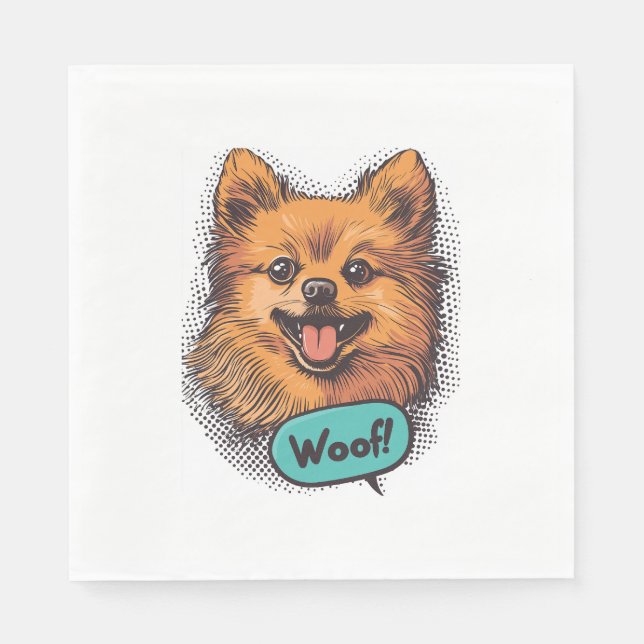Pop Art Spitz - Retro Comic Dog Serviette (Vorderseite)