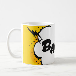 Pop-Art-Sprechblasenzeichnung mit Text. Cartoon-St Kaffeetasse
