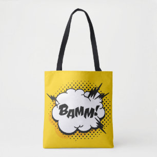 Pop-Art-Sprechblasenzeichnung mit Text. Cartoon-St Tasche