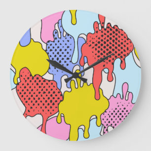 Pop Art Spritzer: Comic Drama Große Wanduhr