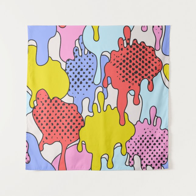 Pop Art Spritzer: Comic Drama Wandteppich (Vorderseite)