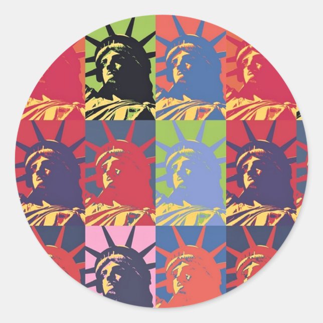 Pop Art Statue of Liberty Runder Aufkleber (Vorderseite)