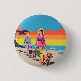 Pop-Art-Stil Pin, Button-Abzeichen, Strand Hundesp Button