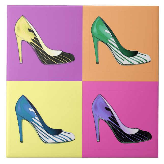 Pop Art Stiletto Pumps / Schuhe / High Heels Fliese (Vorderseite)