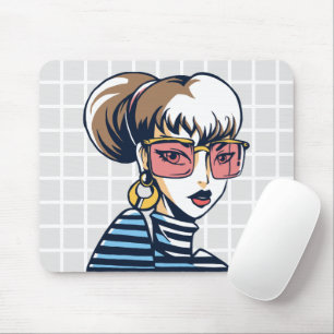 Pop-Art Stilvolle Frau Gitter-Mauspad Mousepad