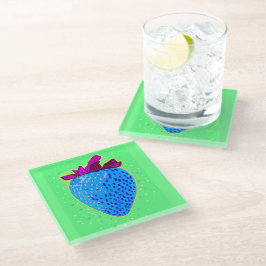 Pop Art Strawberry Blue Glasuntersetzer