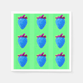 Pop Art Strawberry Blue Pattern Serviette