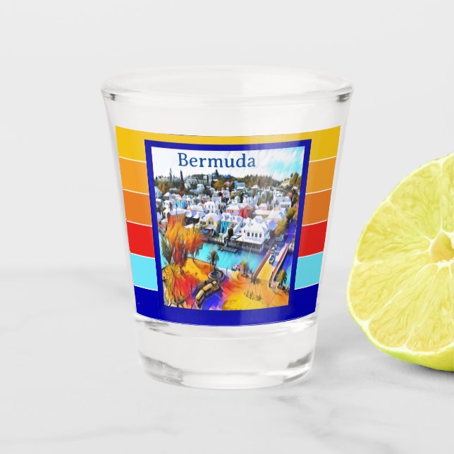 Pop Art Stripes Bermuda Schnapsglas (Vorderseite)