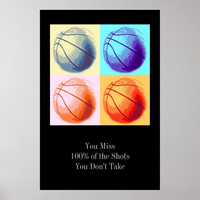 Pop Art Style Motivierend Zitat Basketball Poster (Vorne)