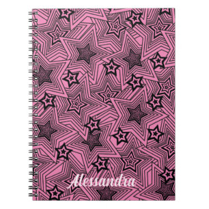 Pop Art Style Radieren Schwarze Sterne Personalisi Notizblock
