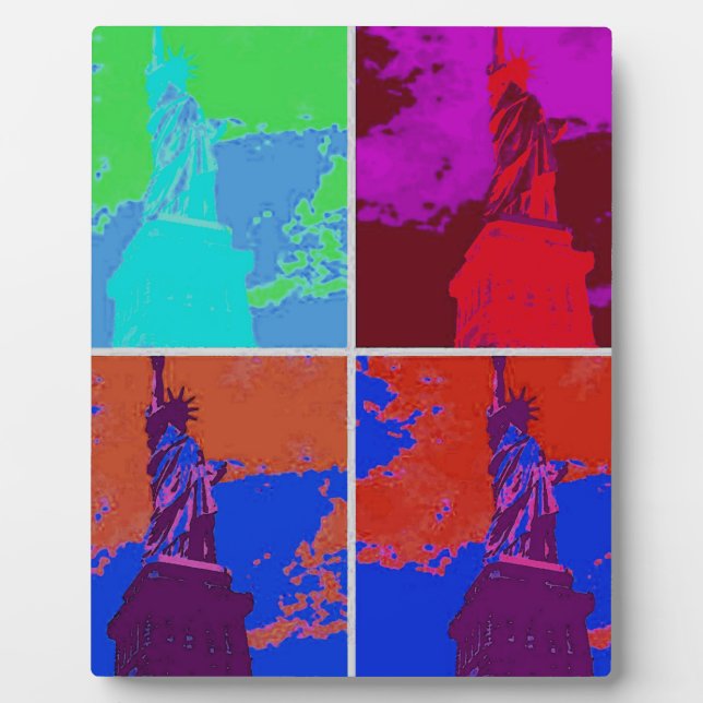 Pop Art Style Statue of Liberty Fotoplatte (Vorderseite)