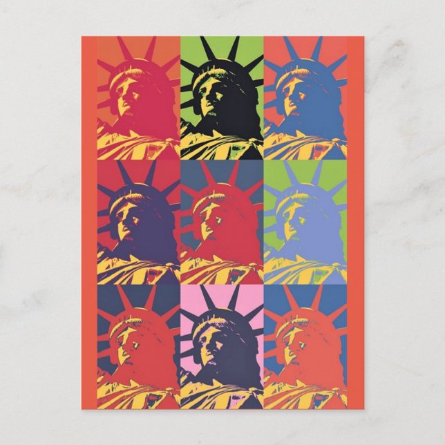 Pop Art Style Statue of Liberty Postkarte (Vorderseite)