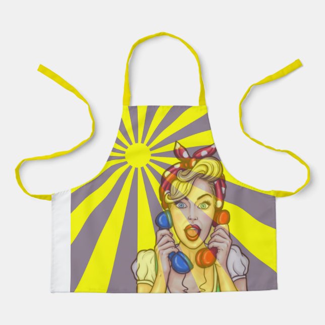 Pop Art Sun Ray Lila & Gelb Frauen Schürze (Vorderseite)
