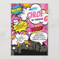 Pop Art Super Hero Einladung zum Geburtstag
