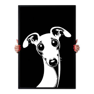 Pop Art Süßer Italienischer Windhund Weiß & Schwar Poster