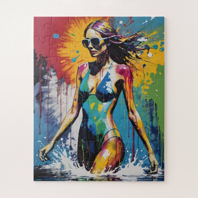 Pop Art Swimsuit Model Paint Spritzer (Vertikal)